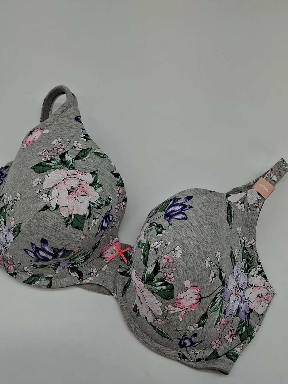 Cacique Floral Print Lightly Lined T-Shirt Bra Gray 42DDD